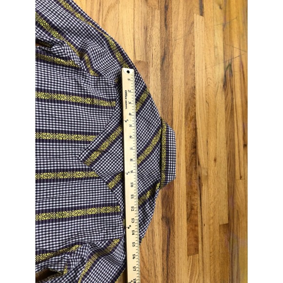 Wrangler Women's Plaid Western Shirt Gold Trim XS Snap Front Long Vintage Sleeve - Picture 9 of 10